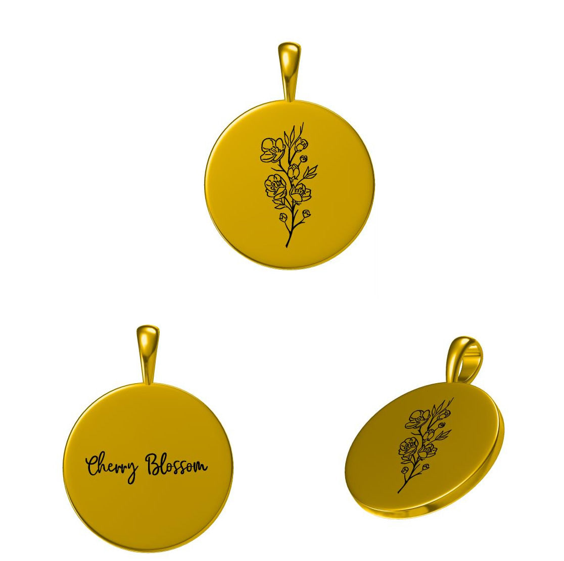 Colier din Argint Birthflower Bloom Gold - March Cherry Blossom