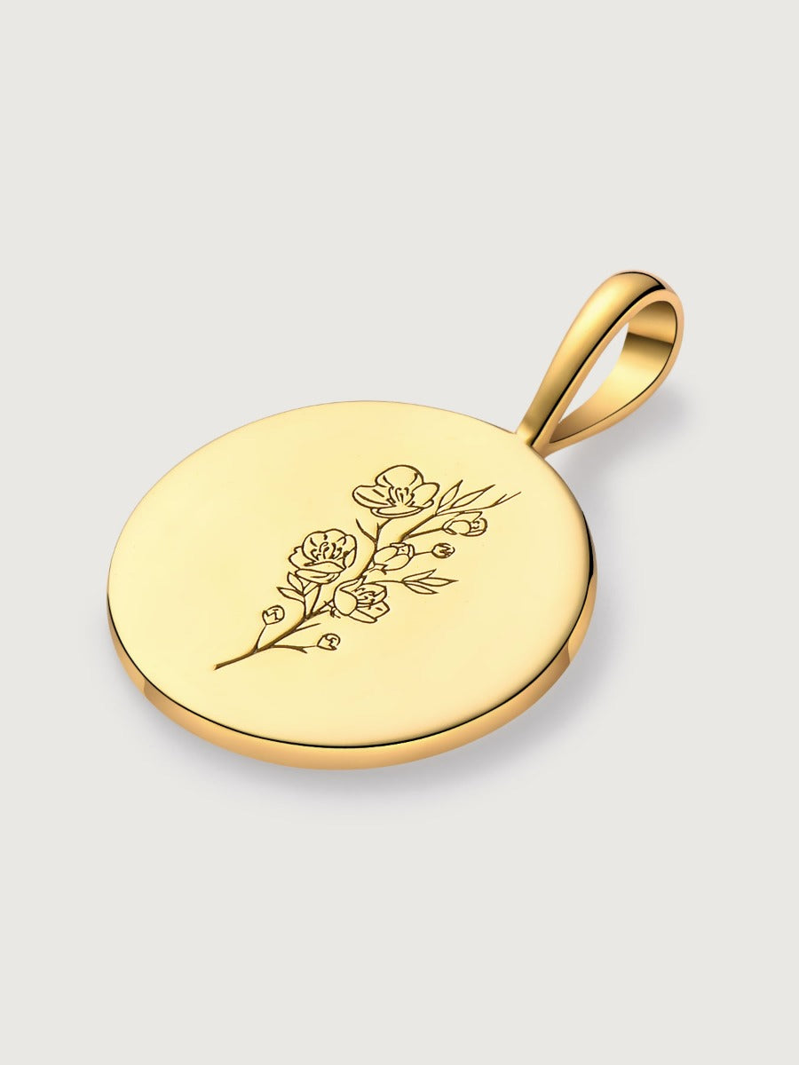 Pandantiv din Argint Birthflower Bloom Gold - March Cherry Blossom