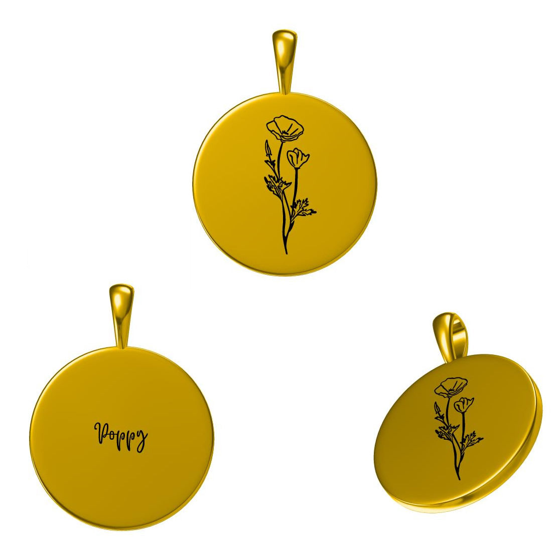 Pandantiv din Argint Birthflower Bloom Silver - August Poppy