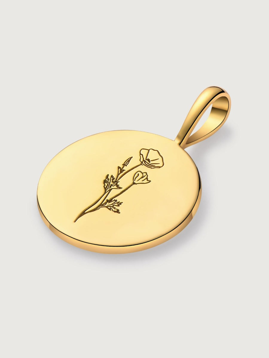 Colier din Argint Birthflower Bloom Gold - August Poppy