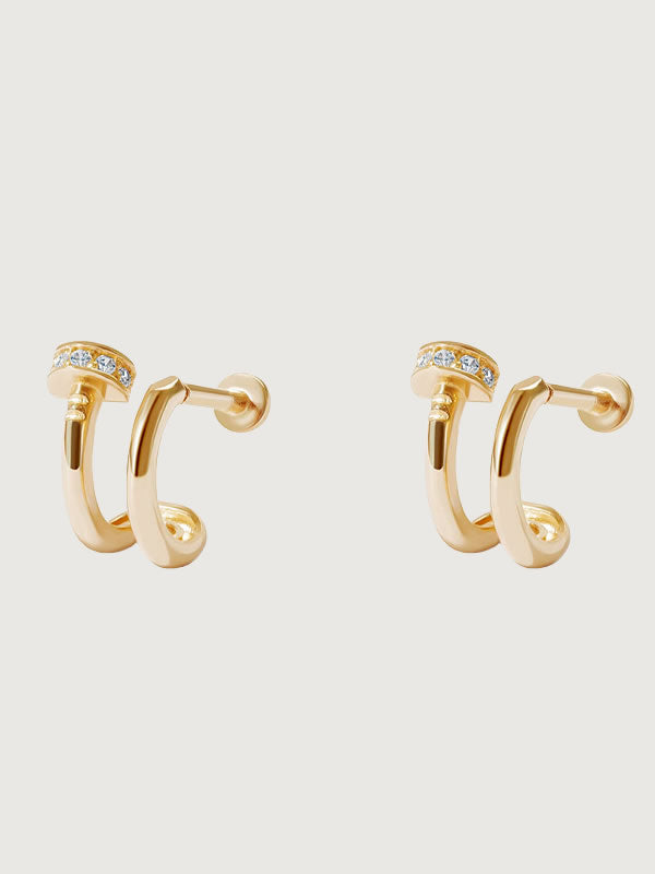 Cercei din Argint Gold Dual Curve Brilliance