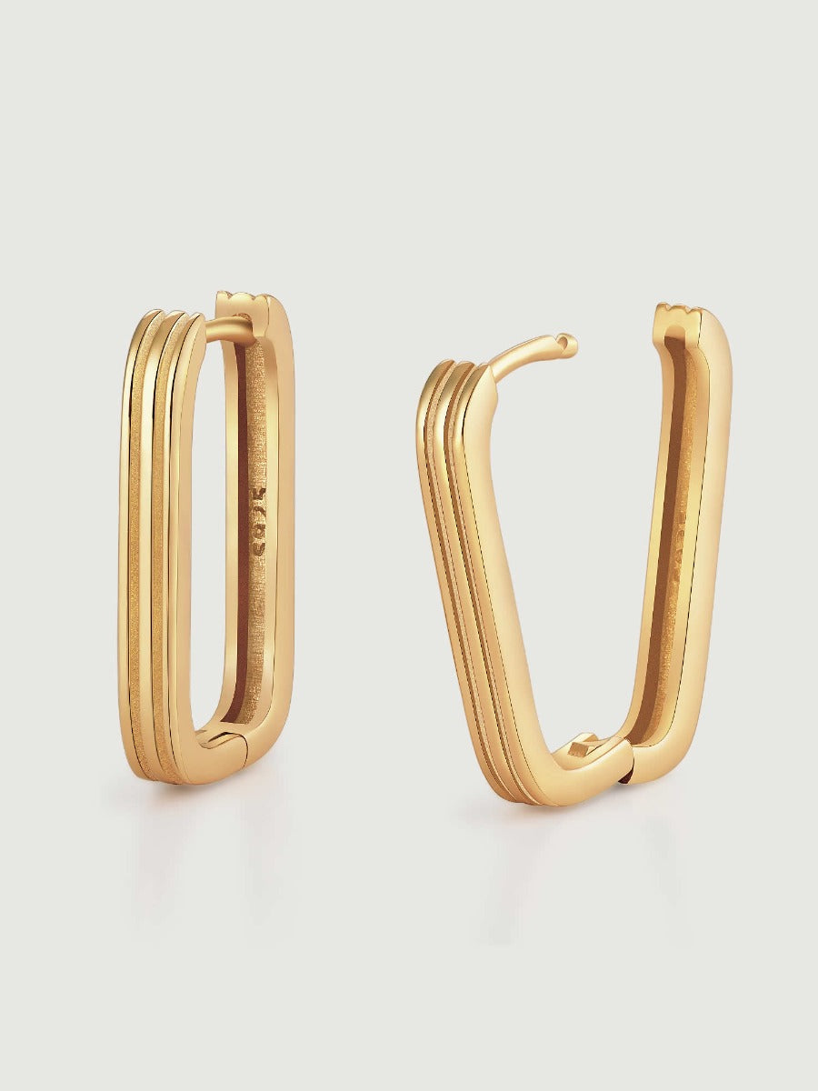 Cercei din Argint Gold Sculpted Edge Hoops