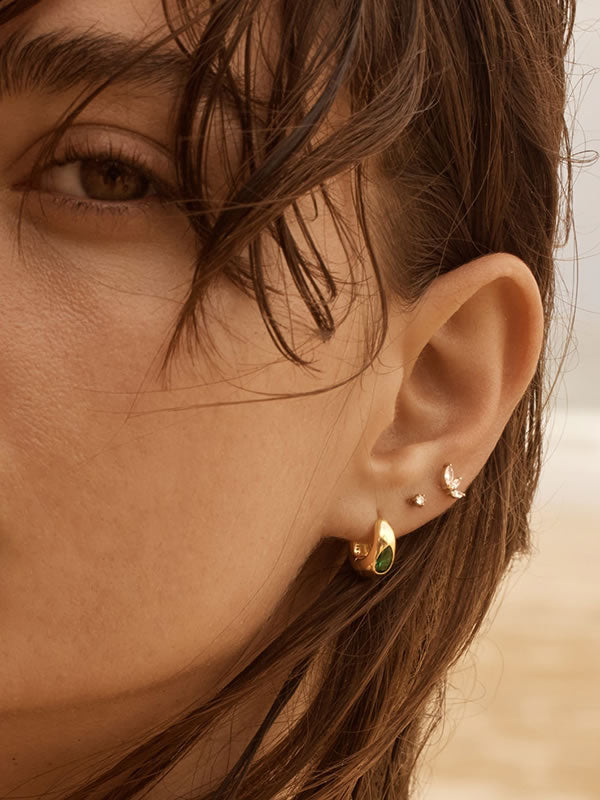 Cercei din Argint Gold Verdant Gleam