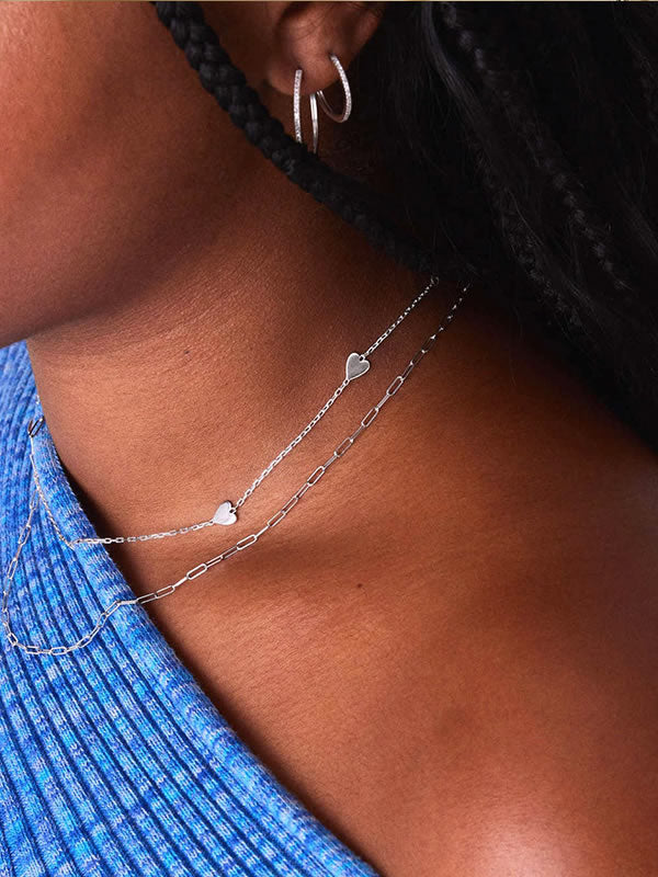 Colier din Argint Silver Linked Hearts