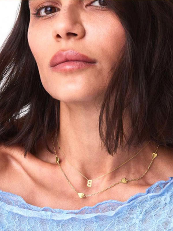 Colier din Argint Gold Linked Hearts