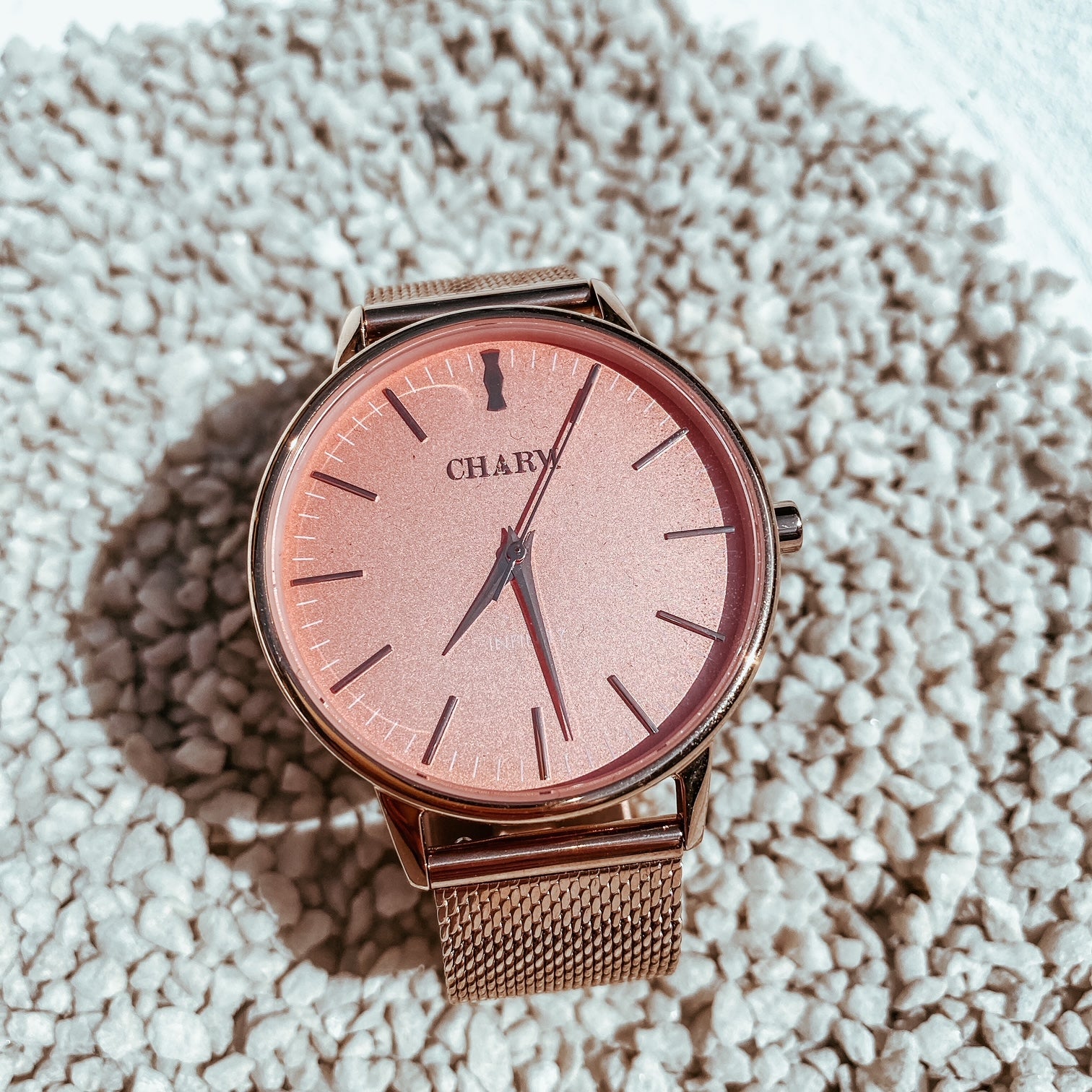 Set Cadou : Ceas Infinity Flora Grey + Curea din otel inoxidabil Rose Gold