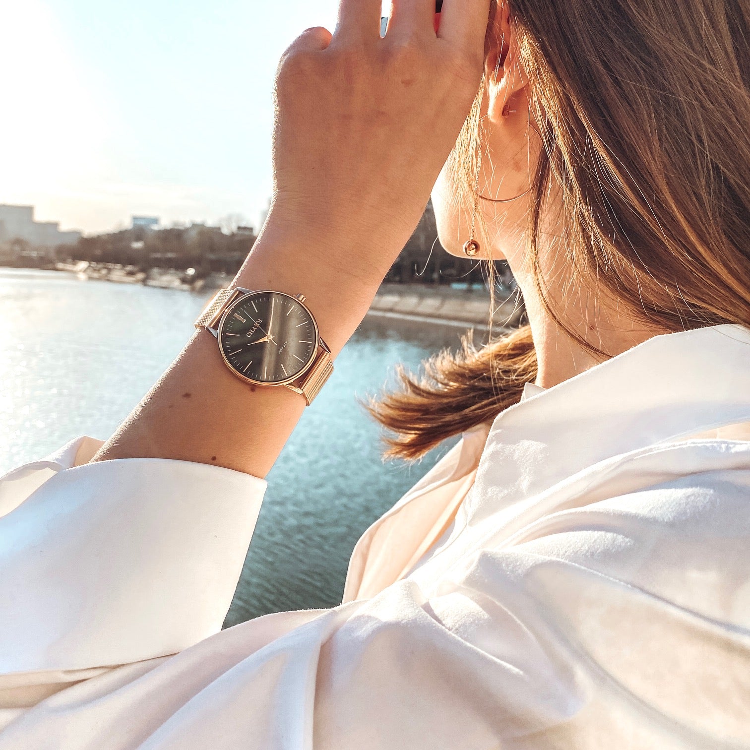 Set Cadou : Ceas Infinity Chloris Grey + Curea din otel inoxidabil Rose Gold