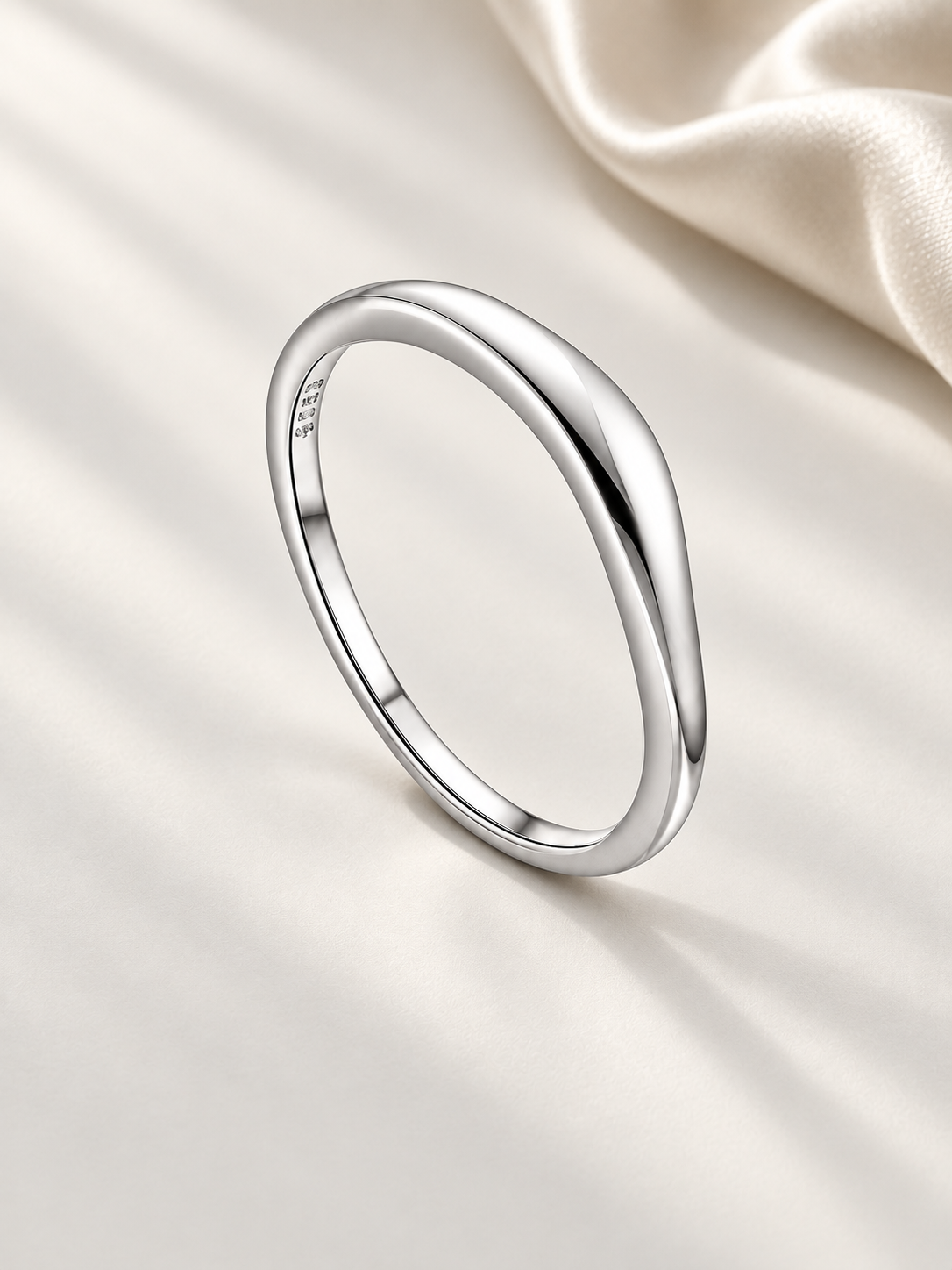 Inel din Argint 925 Argintiu Fluid Curve