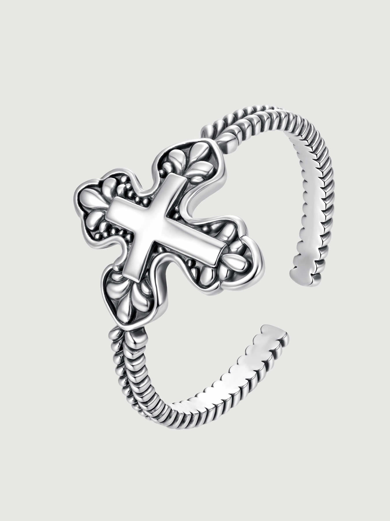 Inel din argint 925 cu cruce stilizată elegantă