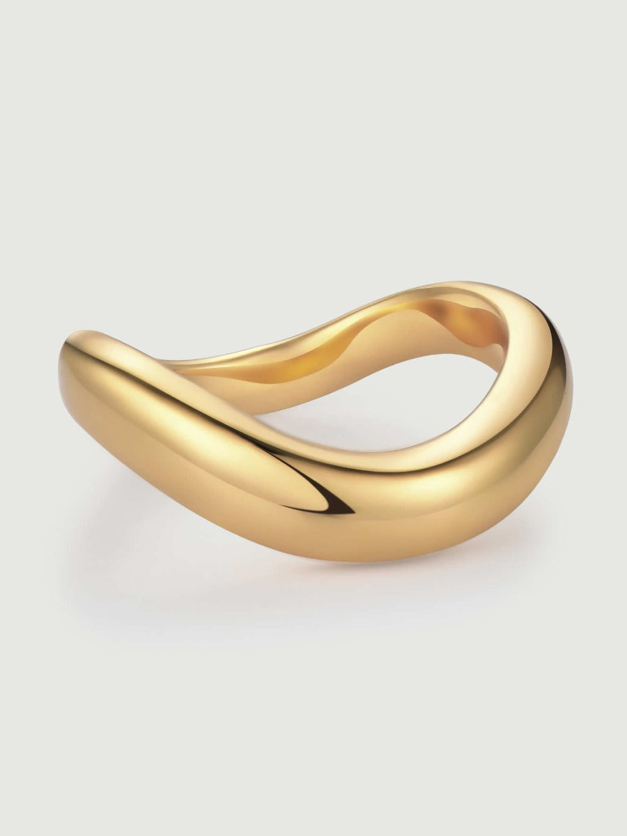 Inel din argint placat cu aur 18K design sculptural bold