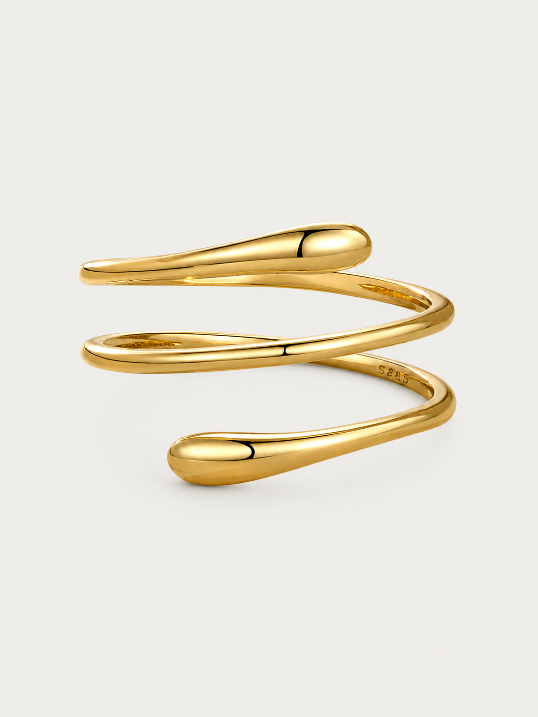 Inel din argint placat cu aur 18K design fluid minimalist