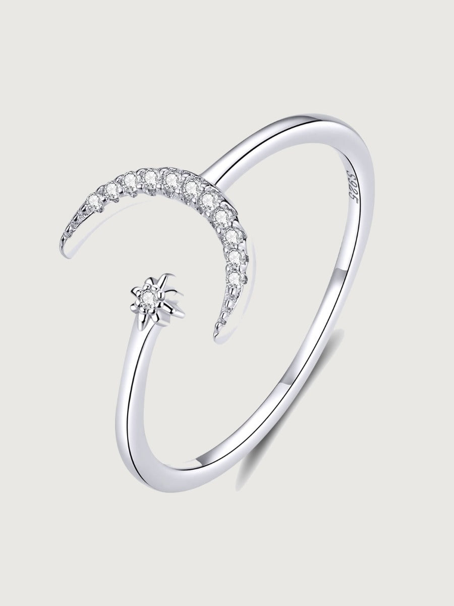 Inel din argint 925 cu lună și stea zirconii