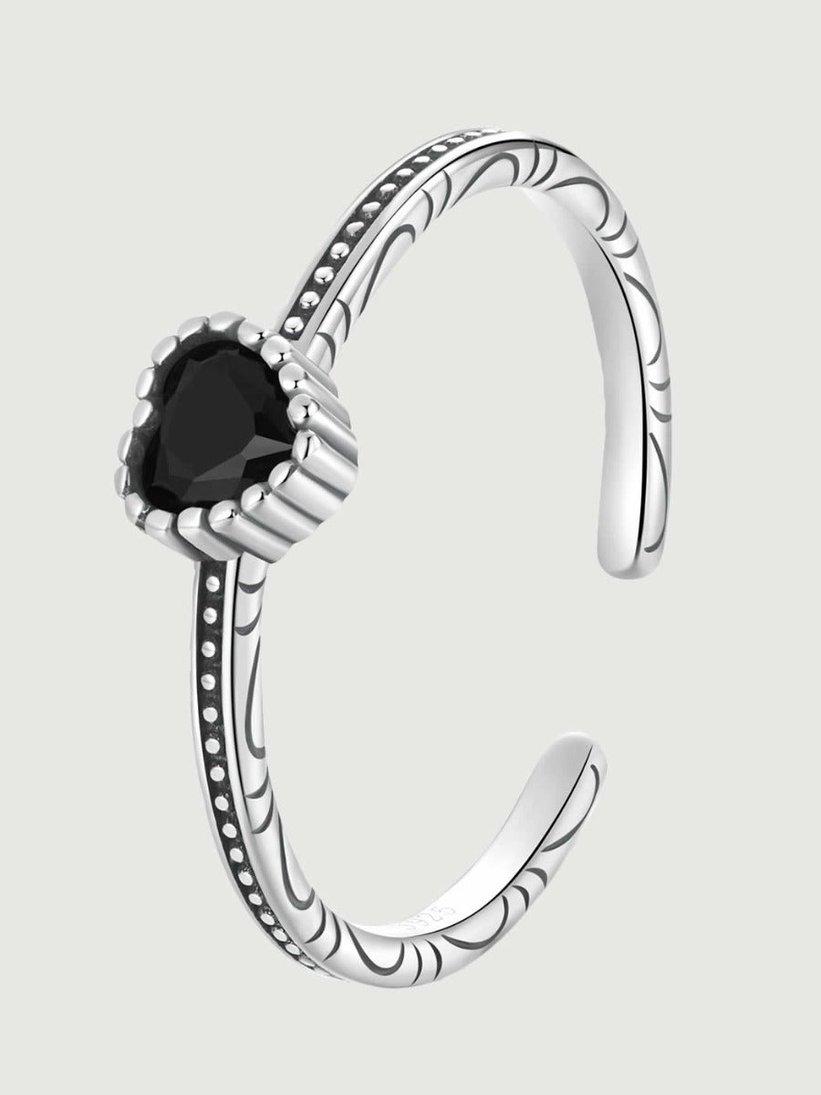din argint 925 cu onix negru în formă de inimă