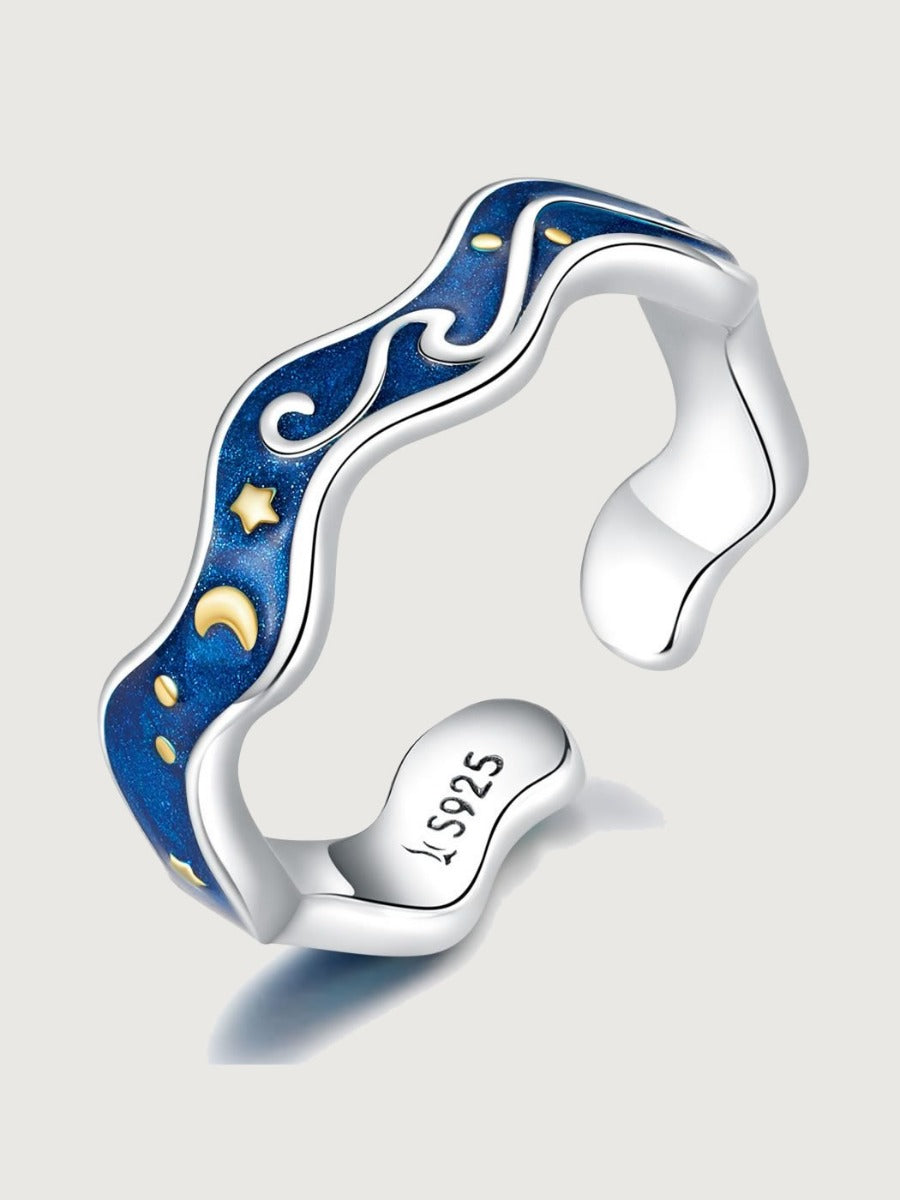 Inel din argint 925 cu email albastru cer înstelat