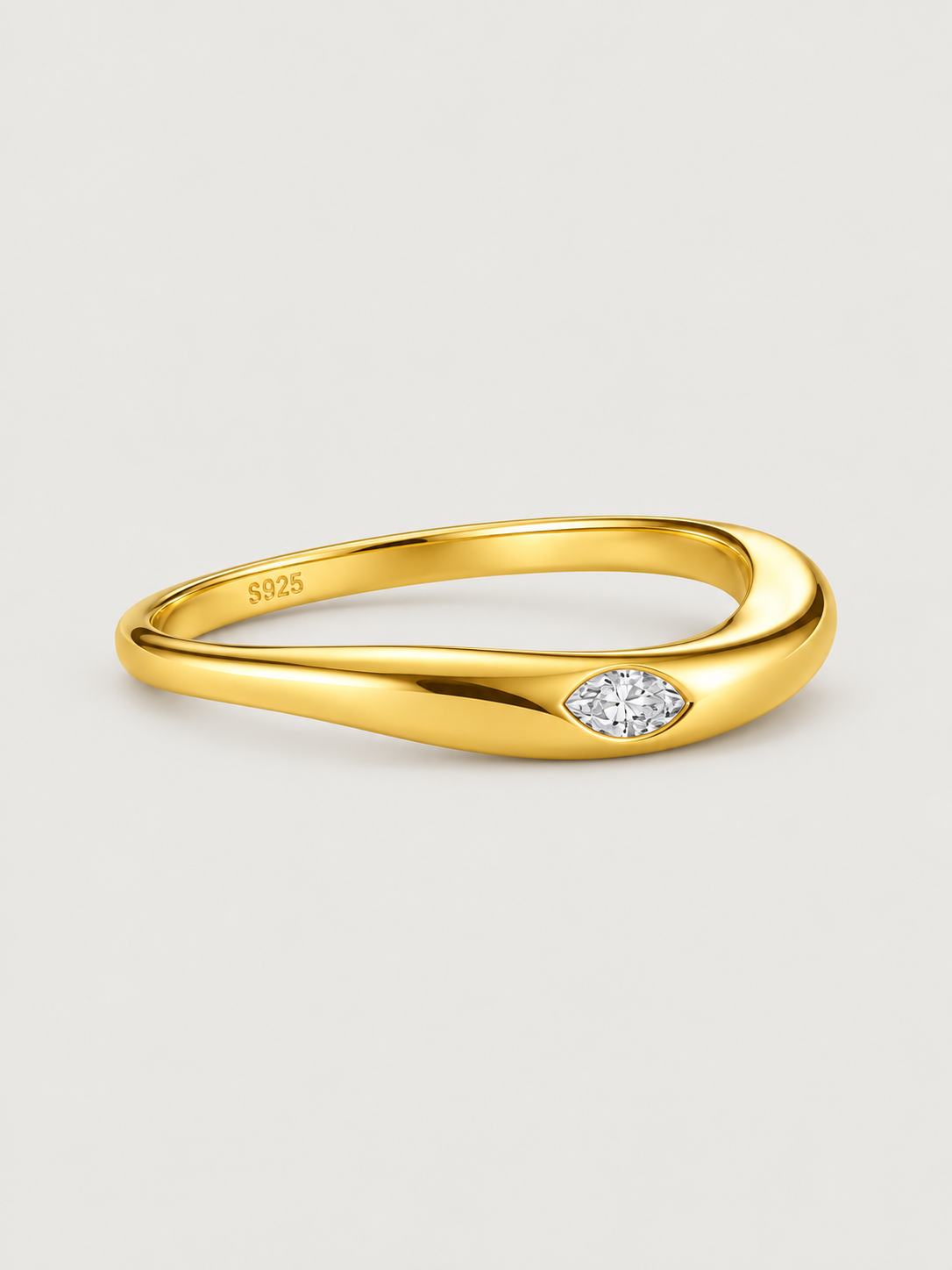Inel din Argint Auriu Sleek Marquise