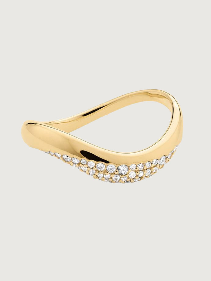 Inel din argint placat cu aur 18K cu zirconii pavé