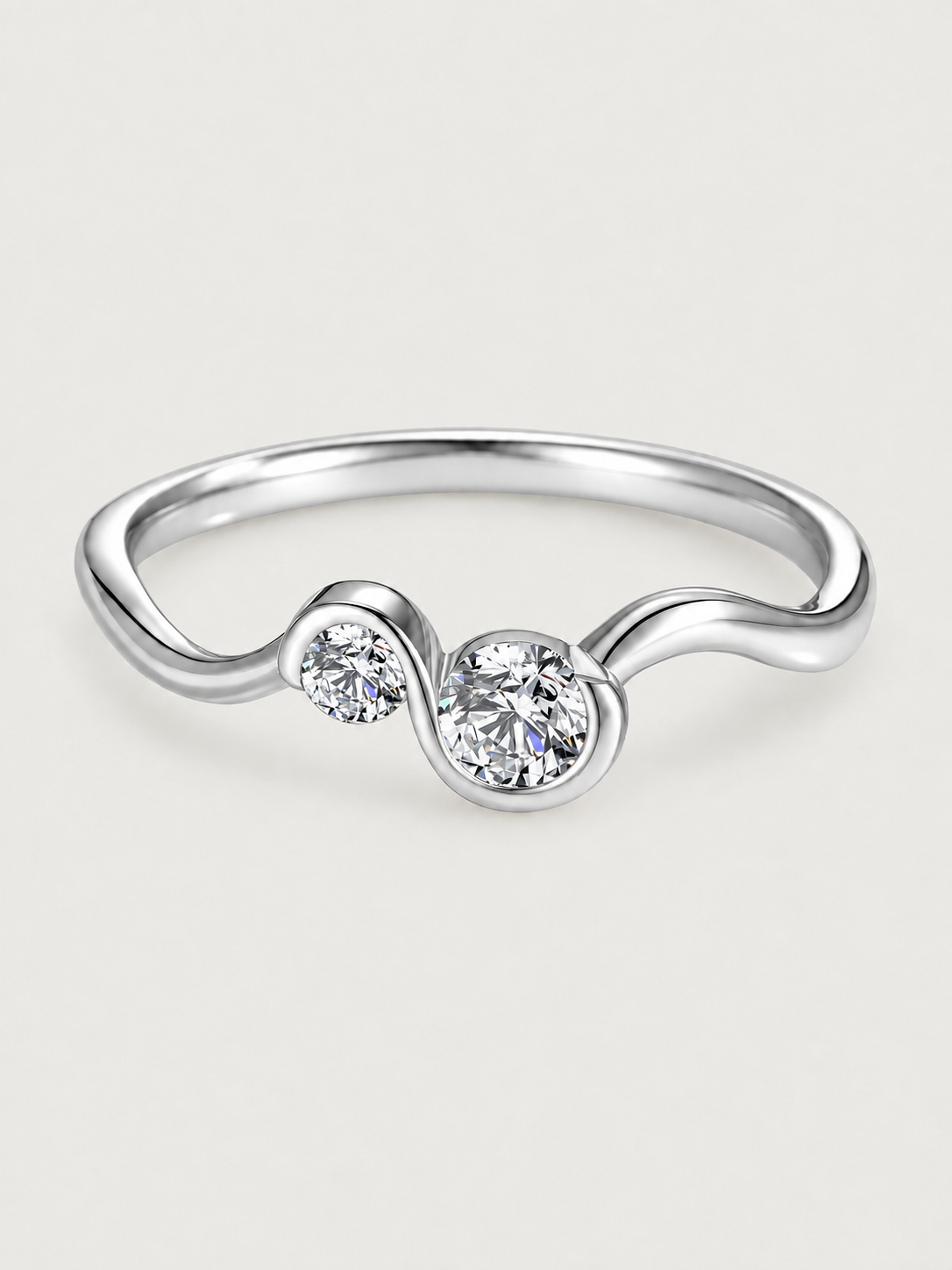 Inel din Argint Moissanite Double Spark Argintiu