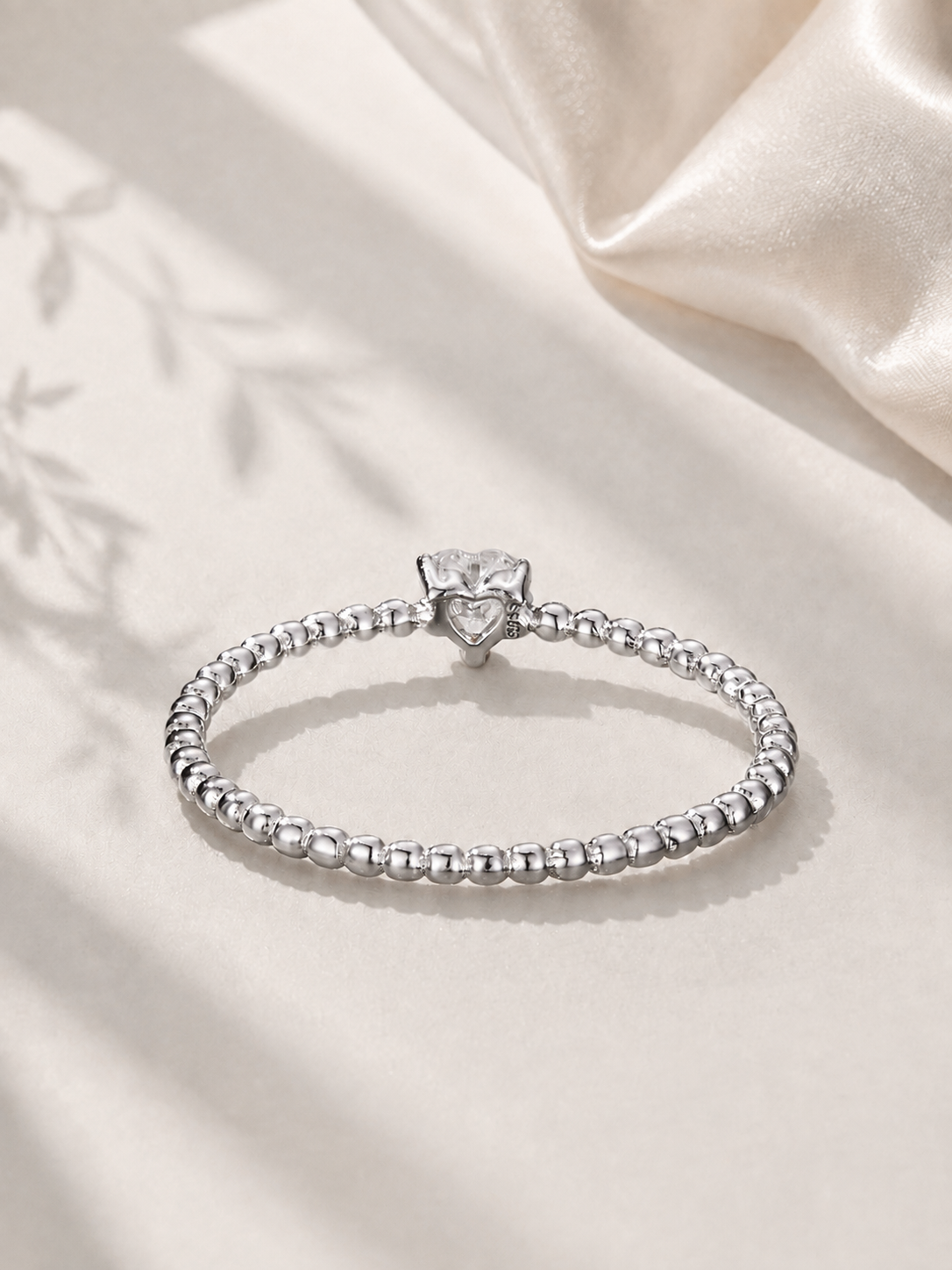 Inel din Argint 925 cu moissanite Heart Cut
