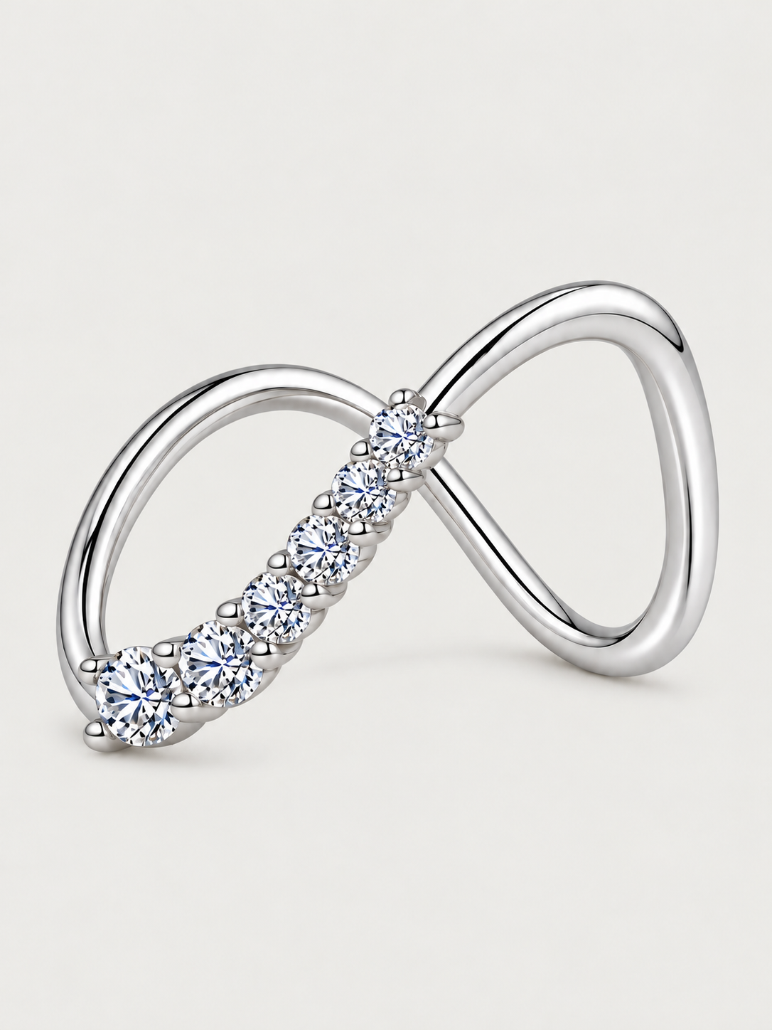 Inel din Argint Moissanite Infinity Spark Argintiu