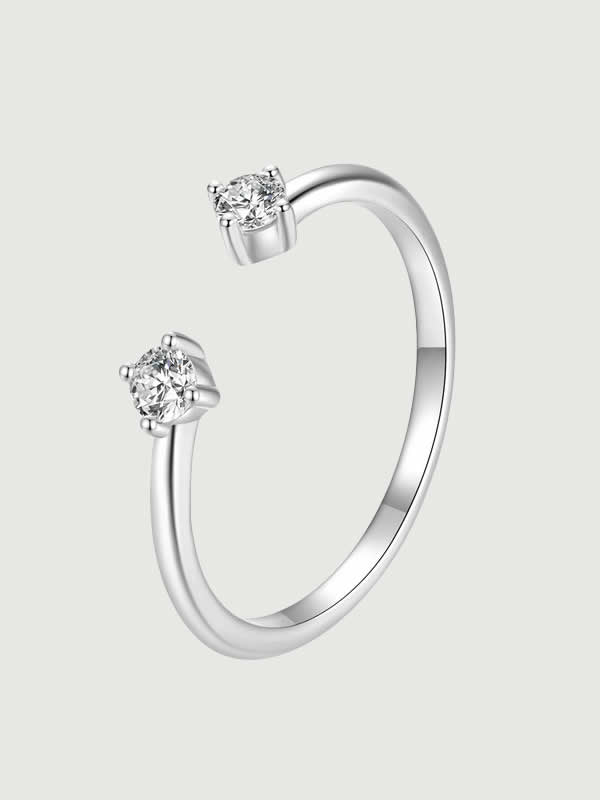 Inel din argint 925 cu moissanite dublu elegant