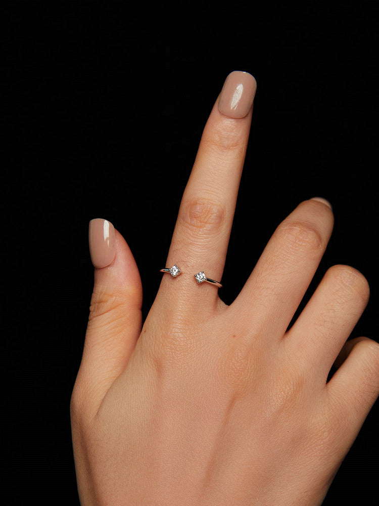 Inel reglabil din argint cu moissanite stralucitor