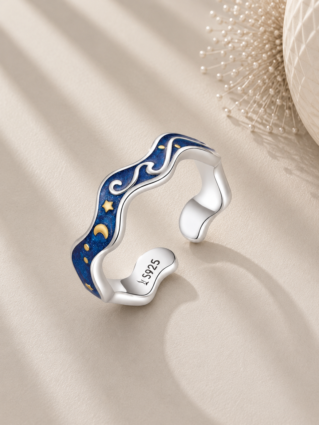 Inel din argint design unic cu email colorat