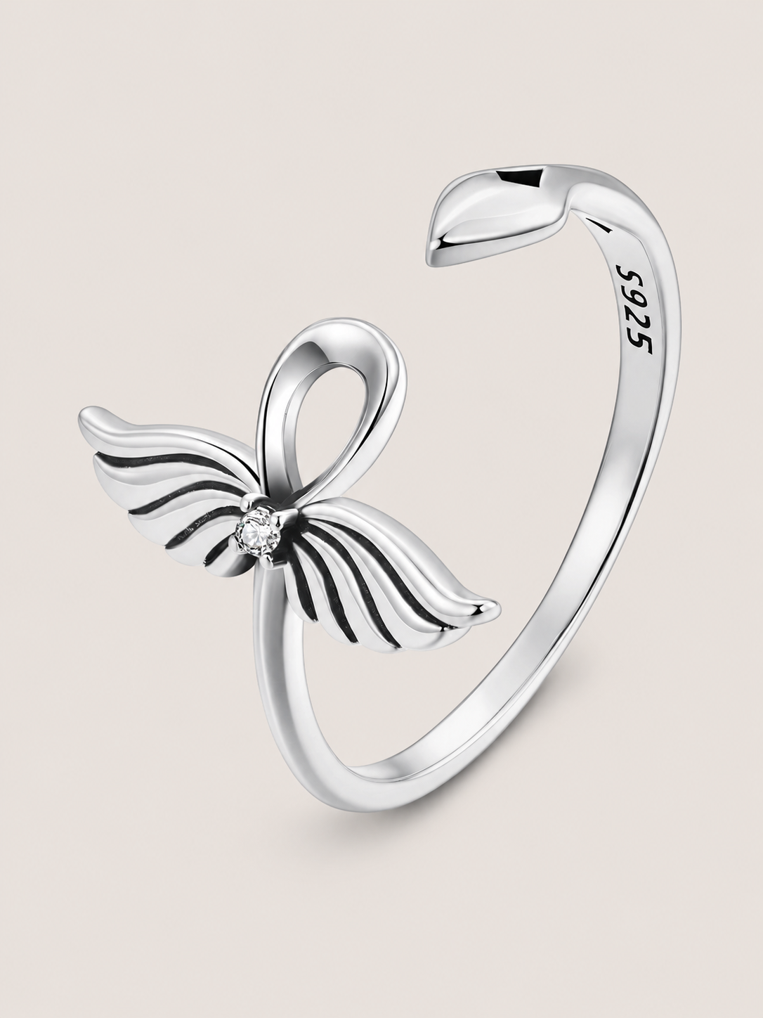 Inel din argint cu zirconie 5A Angel Wing