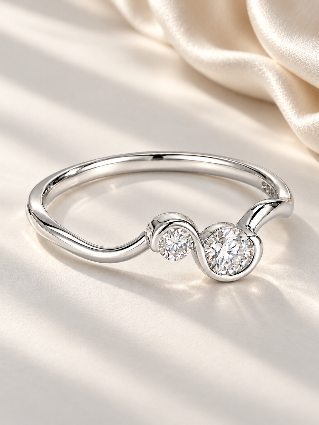 Inel Argintiu Double Spark cu Moissanite D VVS1
