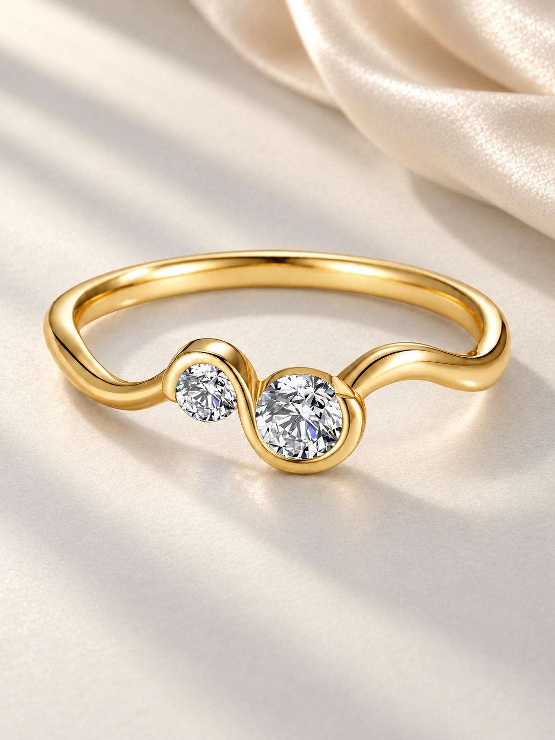 Inel Auriu Double Spark cu Moissanite D VVS1