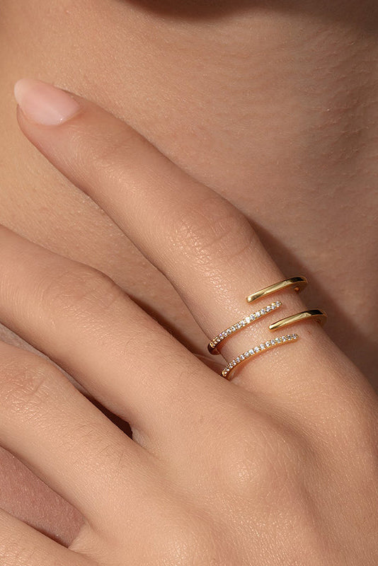 Inel auriu suprapus design modern elegant