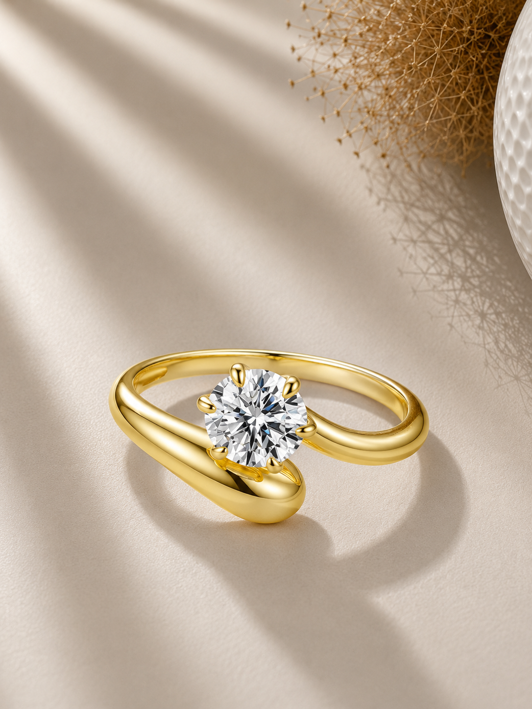 Inel auriu elegant cadou femei cu moissanite