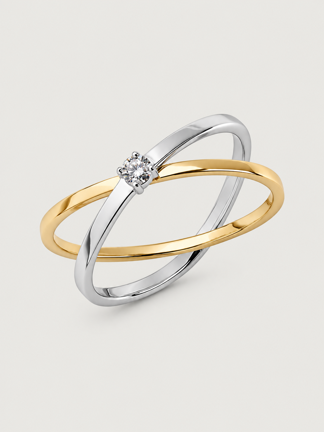 Inel din Argint Dual Eclipse Bicolor