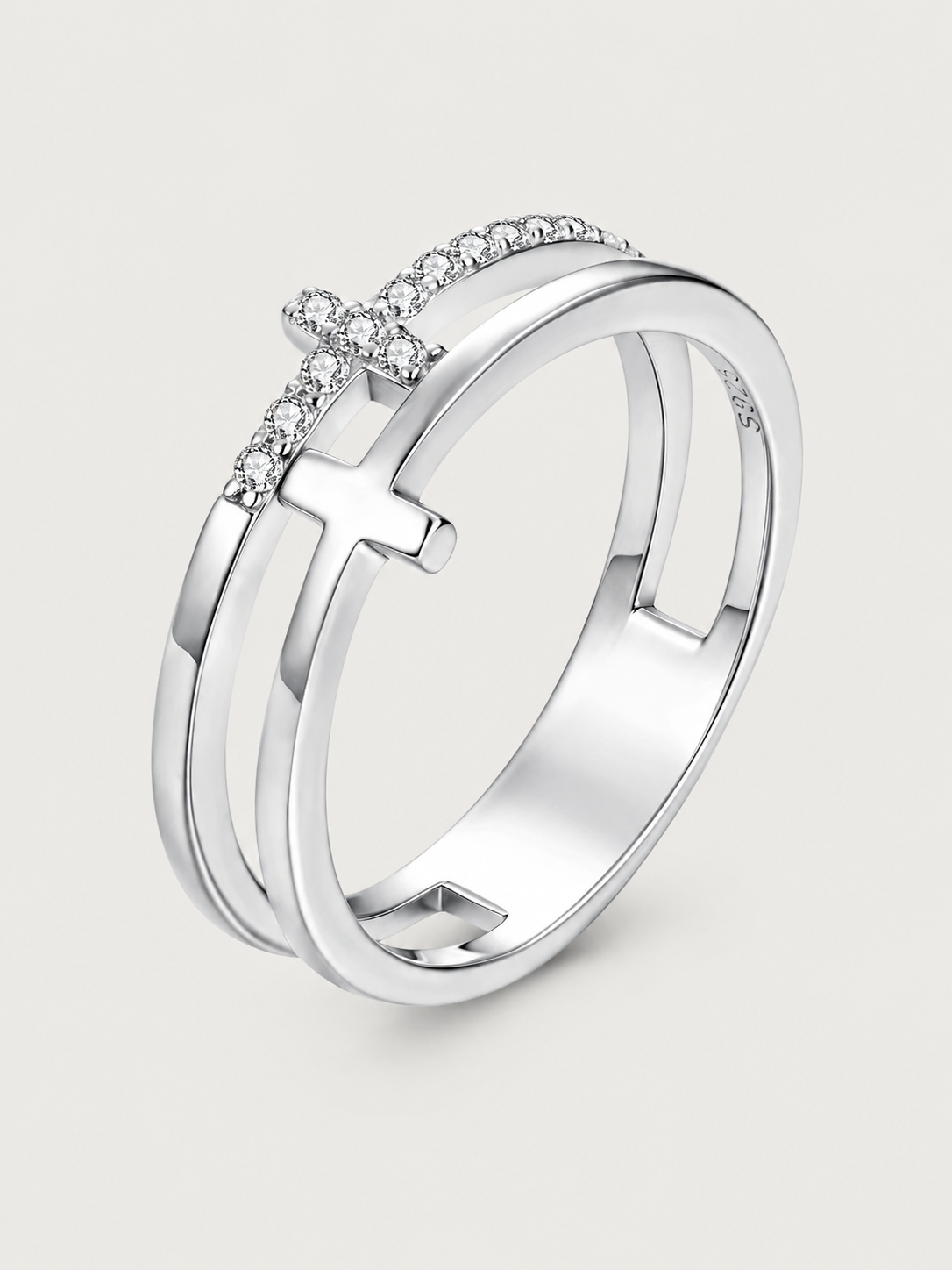Inel din Argint Moissanite Divine Cross