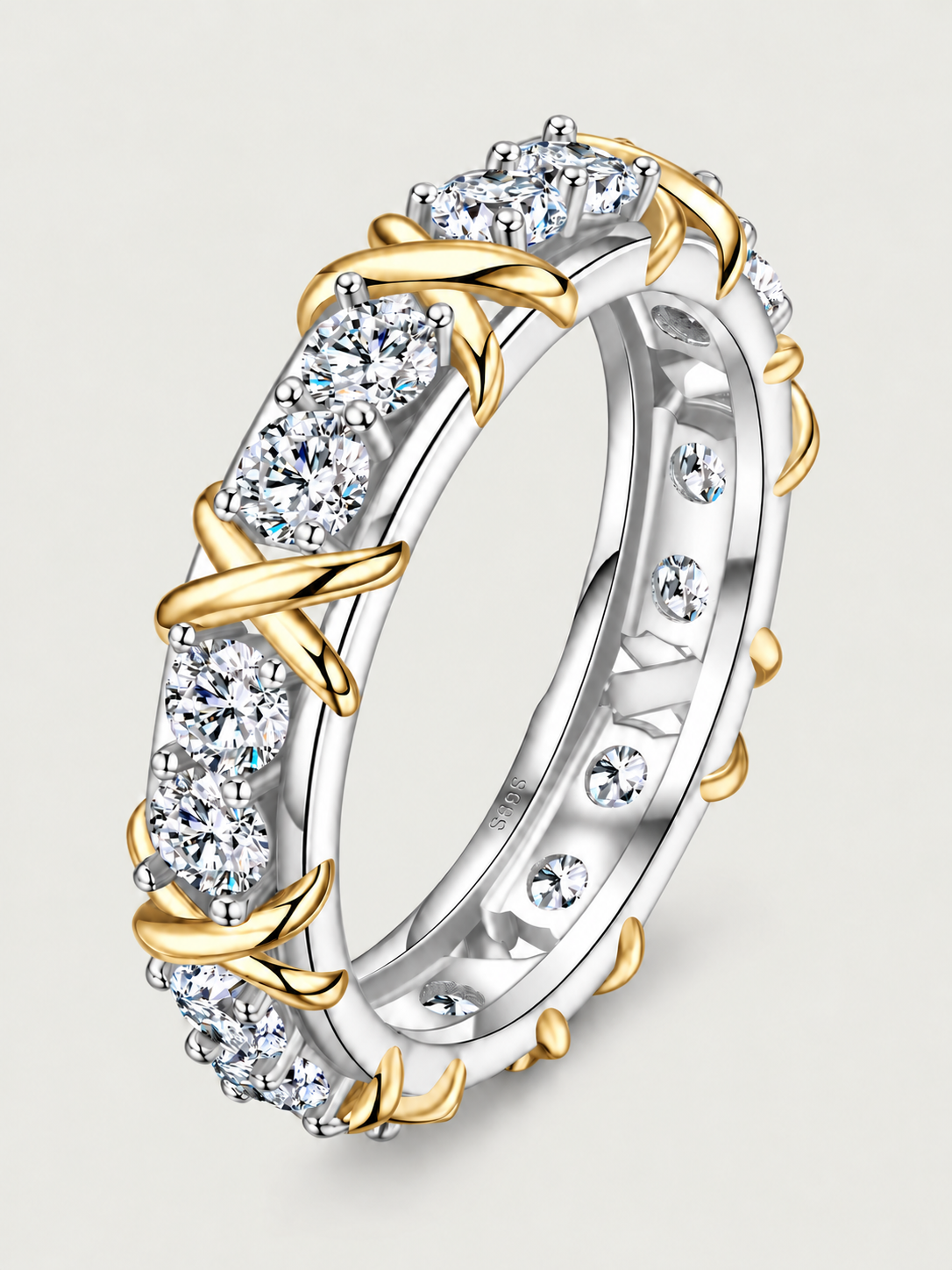 Inel din Argint Moissanite Dual Eternal Vine