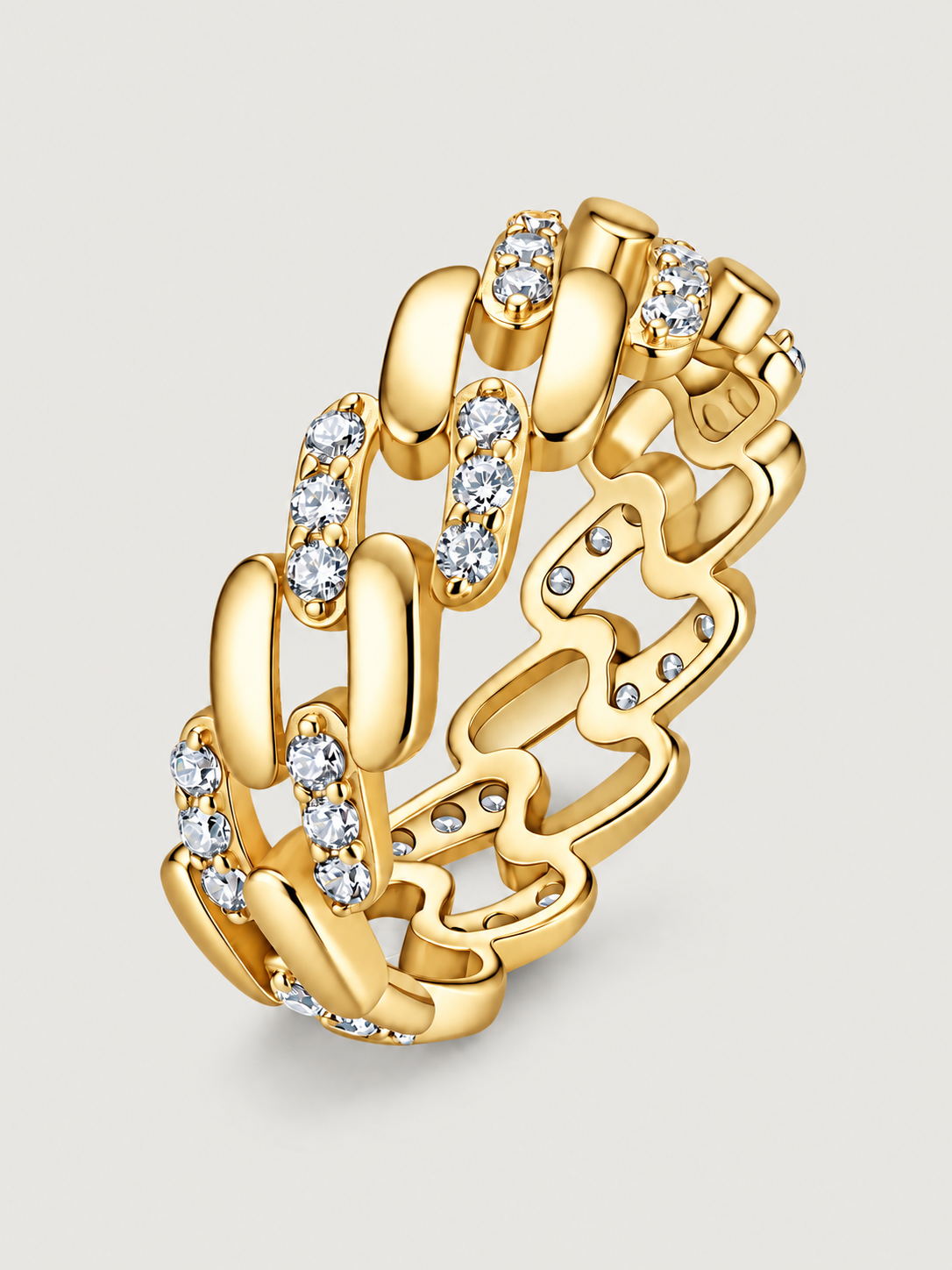 Inel din Argint Moissanite Gold Luminous Links
