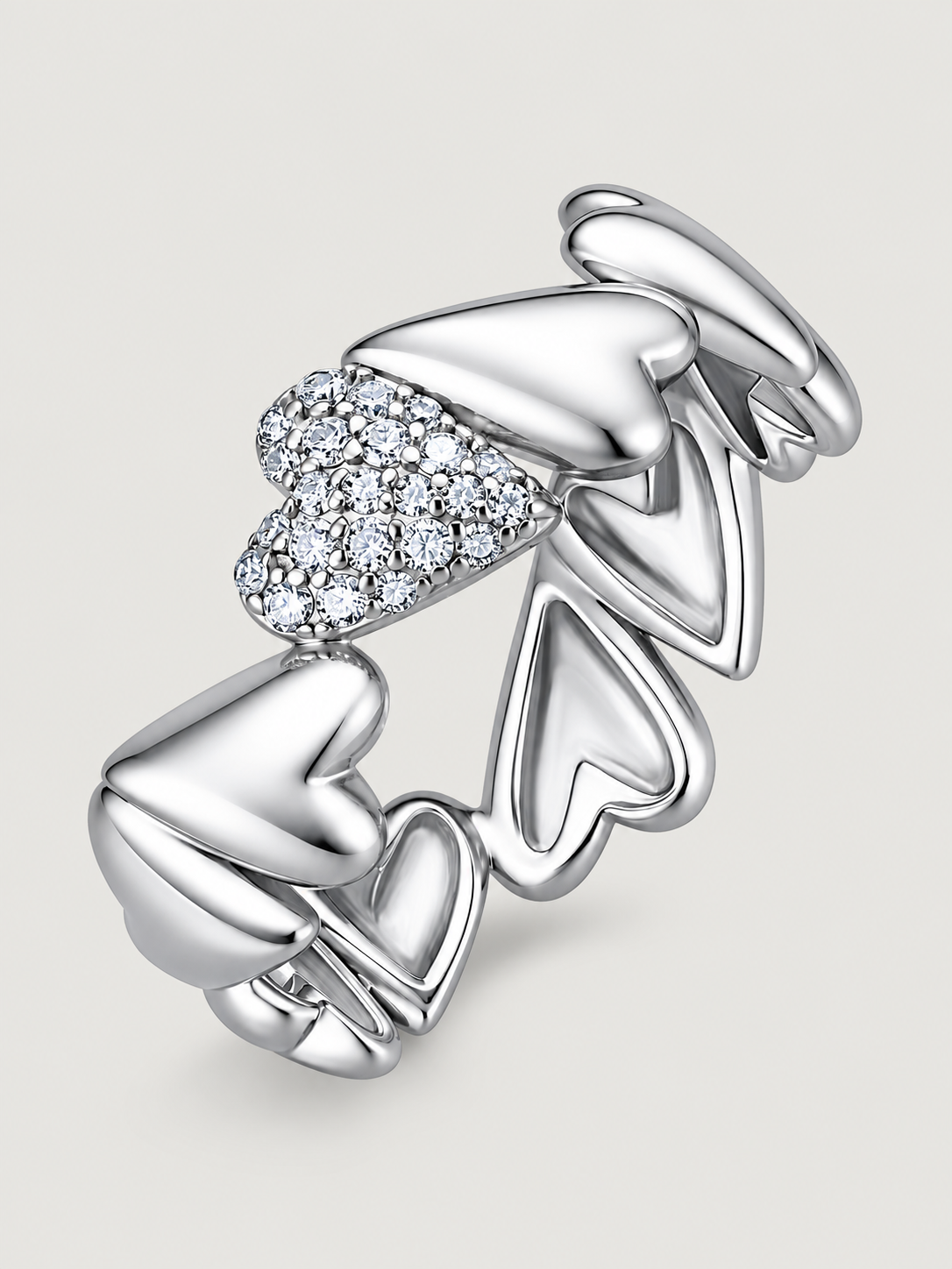 Inel din Argint Moissanite Silver Endless Hearts