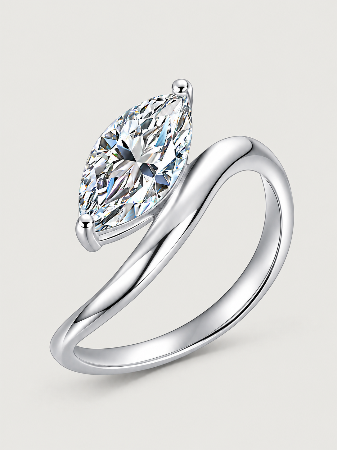 Inel din Argint Moissanite Silver Marquise Flow