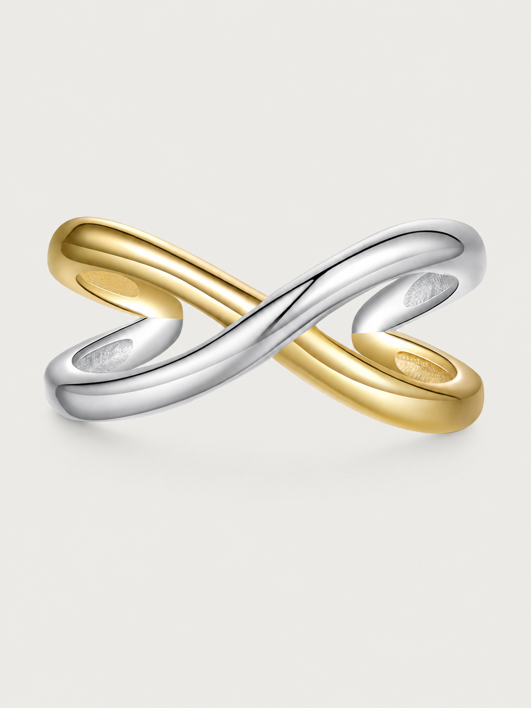 Inel din Argint Two Tone Infinity argintiu și auriu