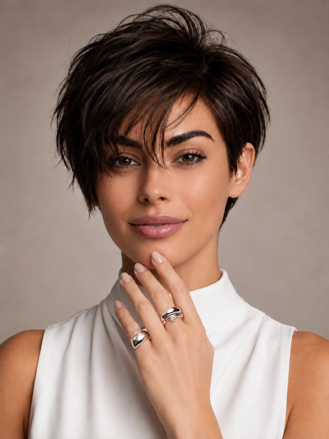 Inel Flowing Drop cu Zirconiu Pară pe model
