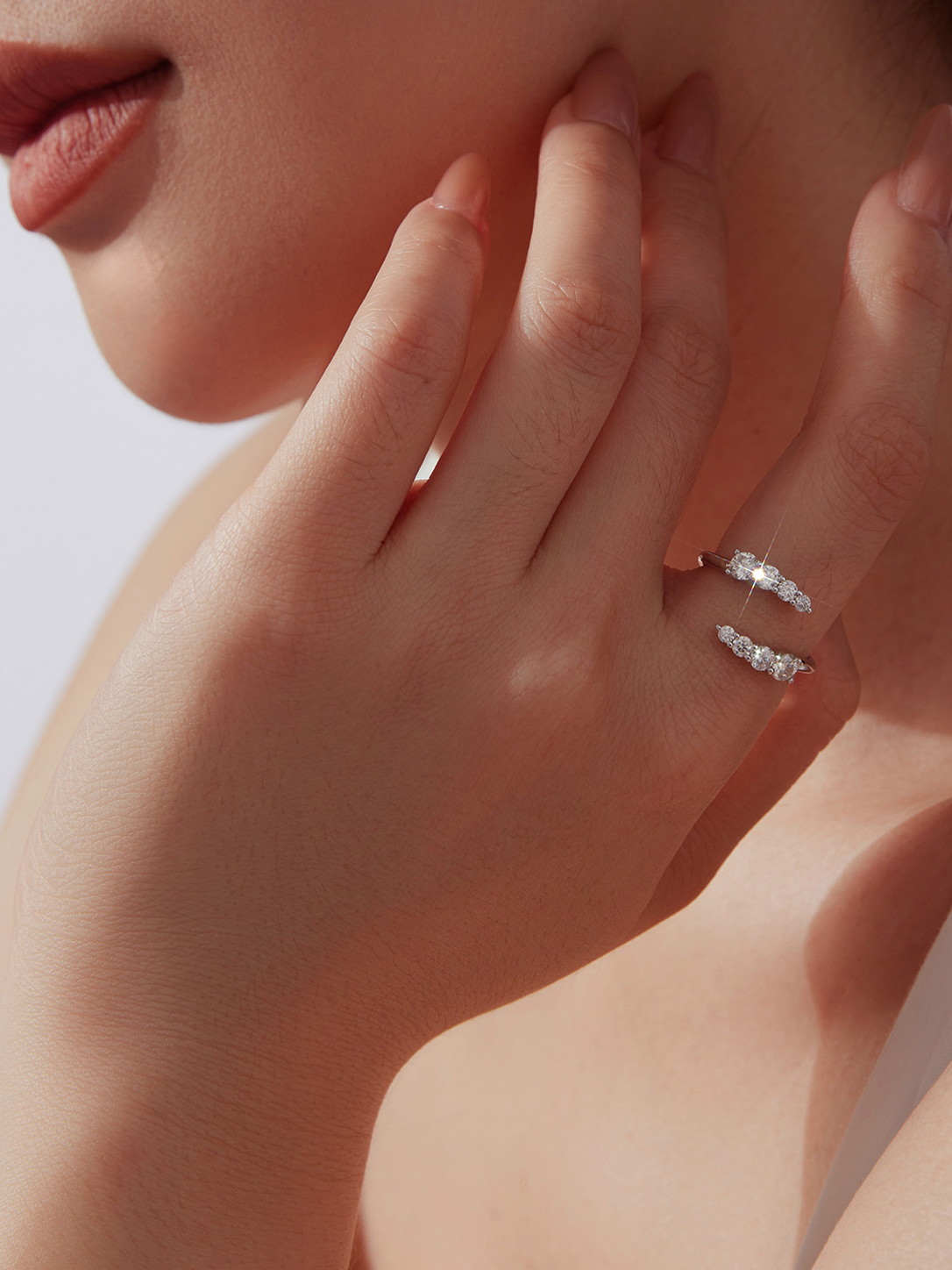 Inel open din argint 925 cu Moissanite
