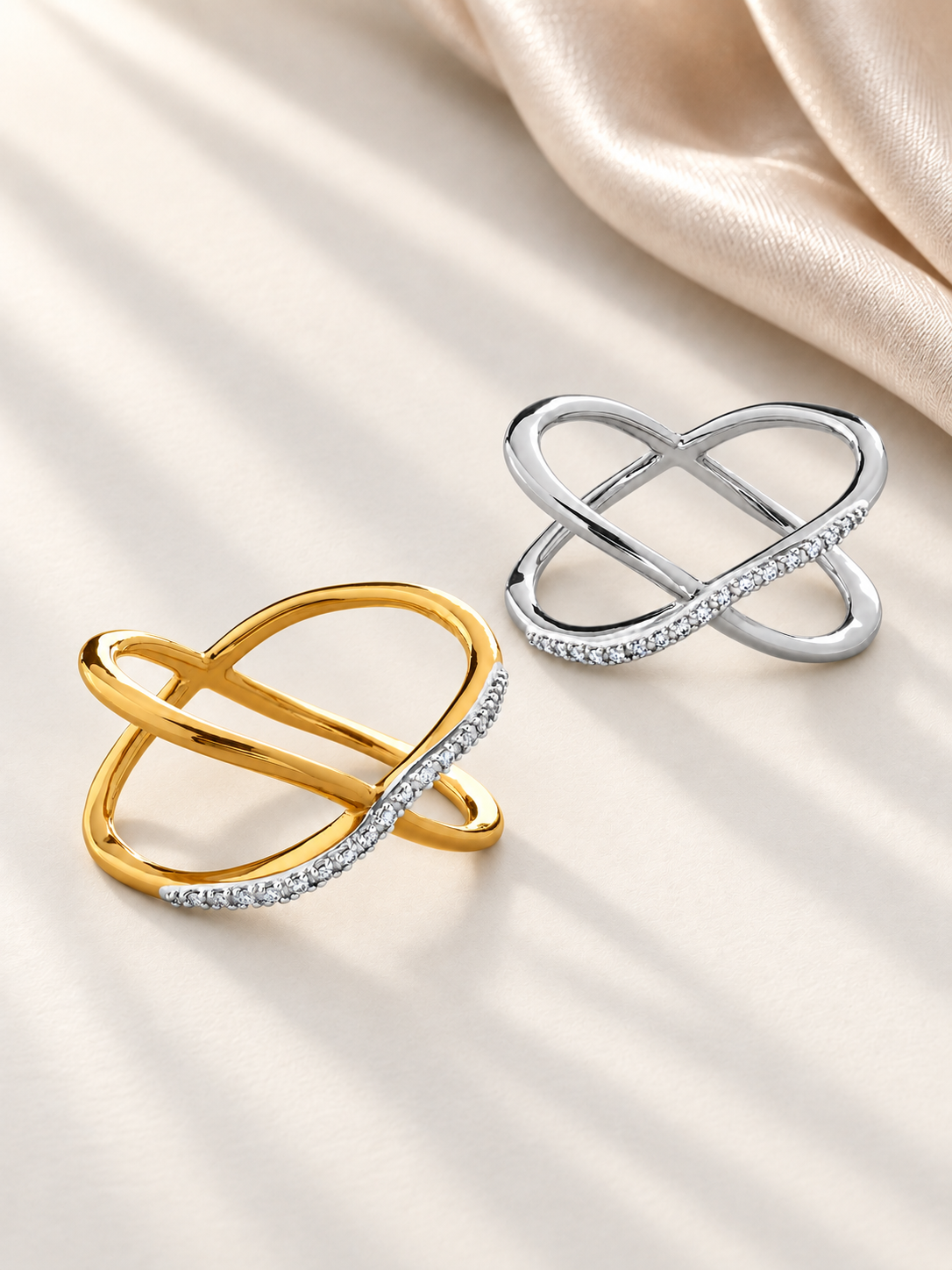 Inel Sculptural din Argint Auriu Infinity Orbit