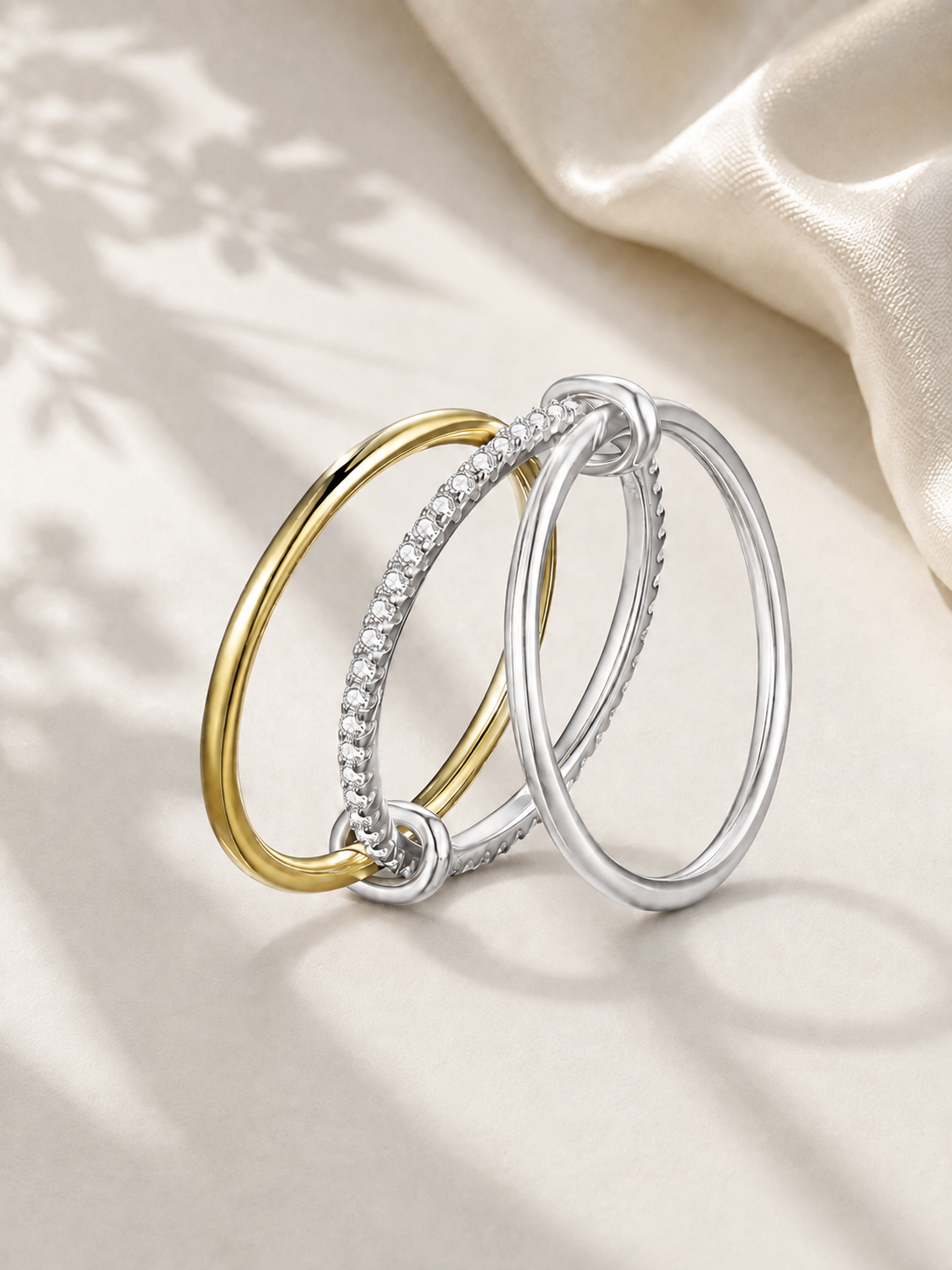 Inel stacking Trinity Glow cu moissanite