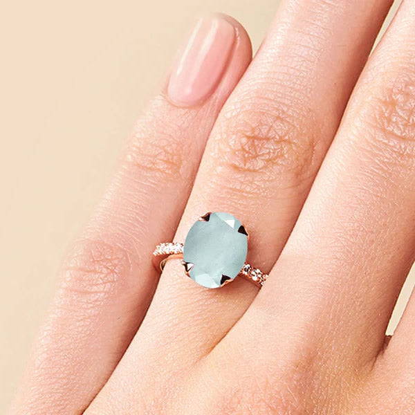 Inel din Argint Aquamarine Valeria Rose Gold