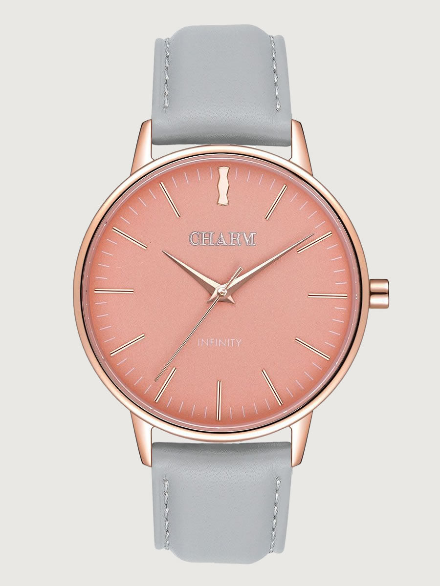 Set Cadou : Ceas Infinity Flora Grey + Curea din otel inoxidabil Rose Gold