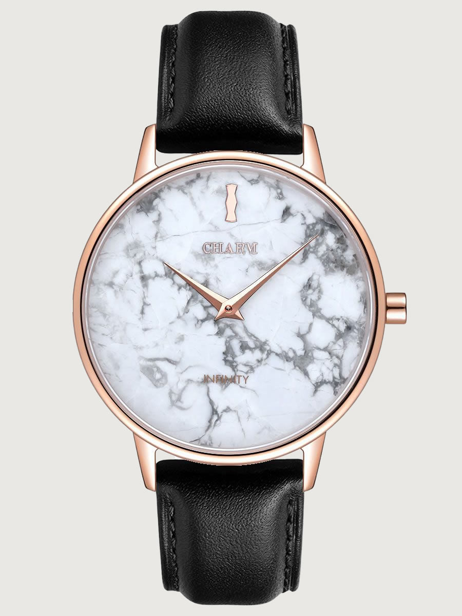 Set Cadou : Ceas Infinity Marble Theea  + Curea din piele Neagra