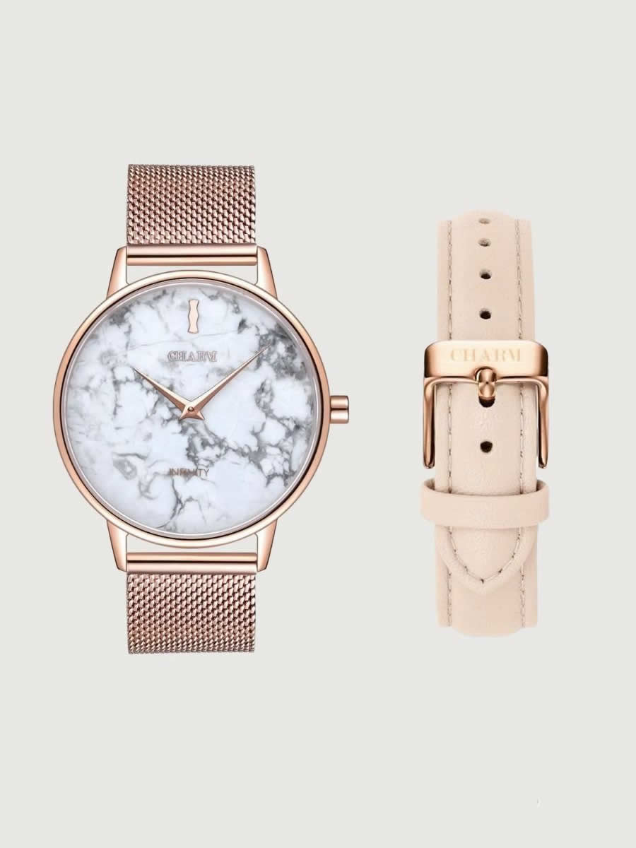Set Cadou : Ceas Infinity Marble Theea  + Curea din piele Nuderose