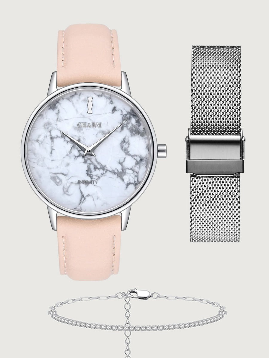 Set Cadou : Ceas Infinity Marble Freya Nude Rose + Curea din otel inoxidabil Rose Gold
