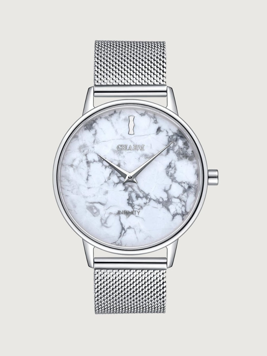 Set Cadou : Ceas Infinity Marble Freya + Curea din piele Alba