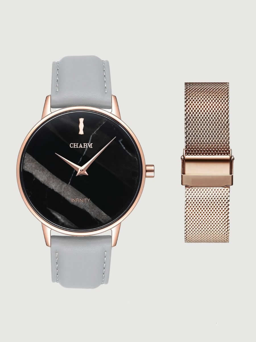 Set Cadou : Ceas Infinity Marble Florence Grey + Curea din otel inoxidabil Rose Gold