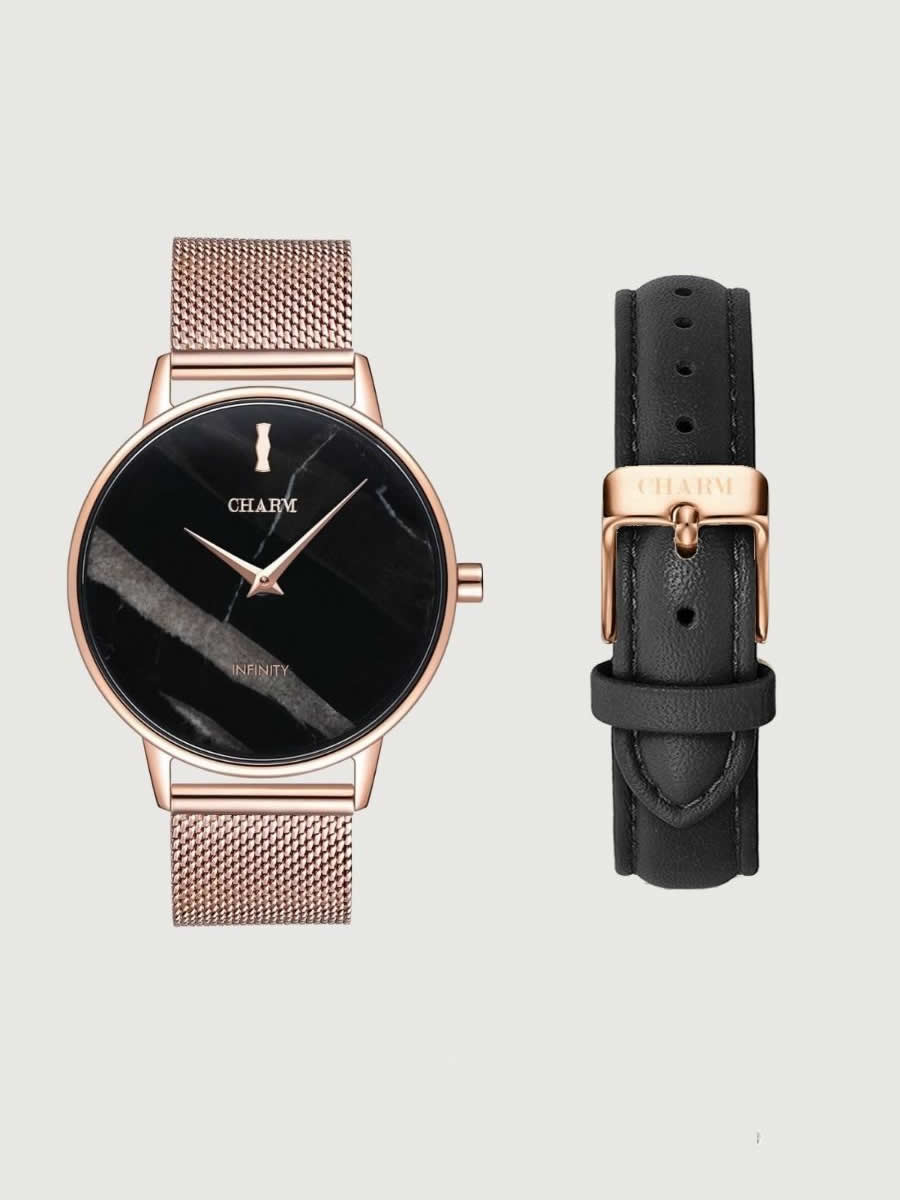 Set Cadou : Ceas Infinity Marble Florence + Curea din piele Neagra